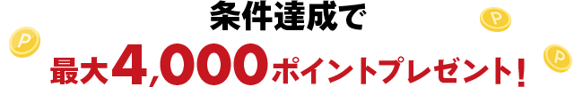 条件達成で最大4,000ポイントプレゼント！