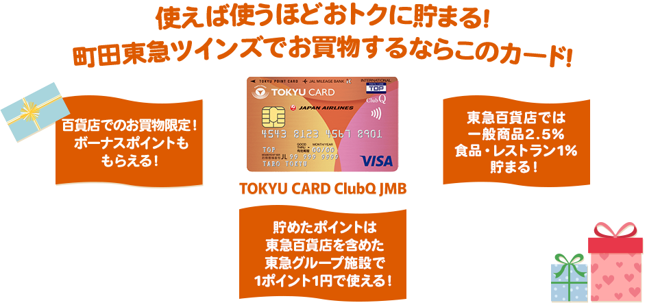 町田東急ツインズでお買い物するならこのカード! TOKYU CARD ClubQ JMB