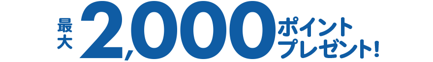 最大2,000ポイントプレゼント!