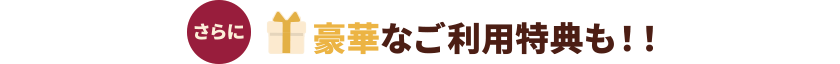 さらに豪華なご利用特典も！！