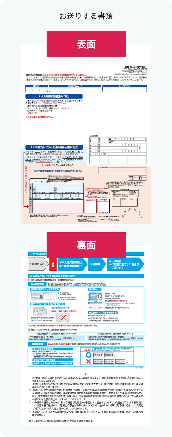 お送りする書類