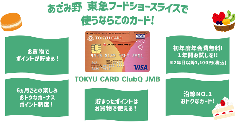 あざみ野 東急フードショースライスで使うならこのカード! TOKYU CARD ClubQ JMB