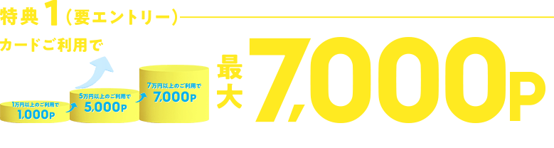 特典1(要エントリー)カードご利用で最大7,000ポイント