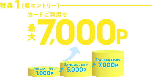 特典1(要エントリー)カードご利用で最大7,000ポイント
