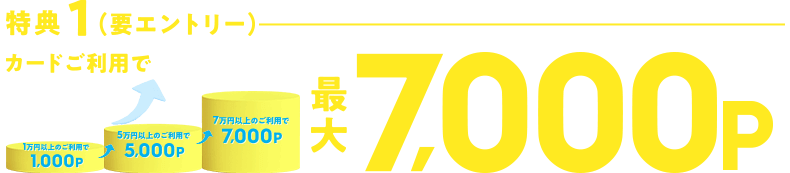 特典1(要エントリー)カードご利用で最大7,000ポイント