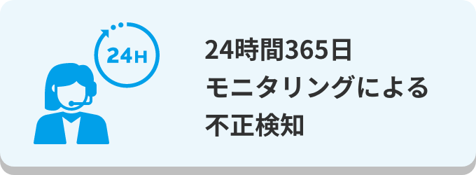 24時間365日 モニタリングによる不正検知