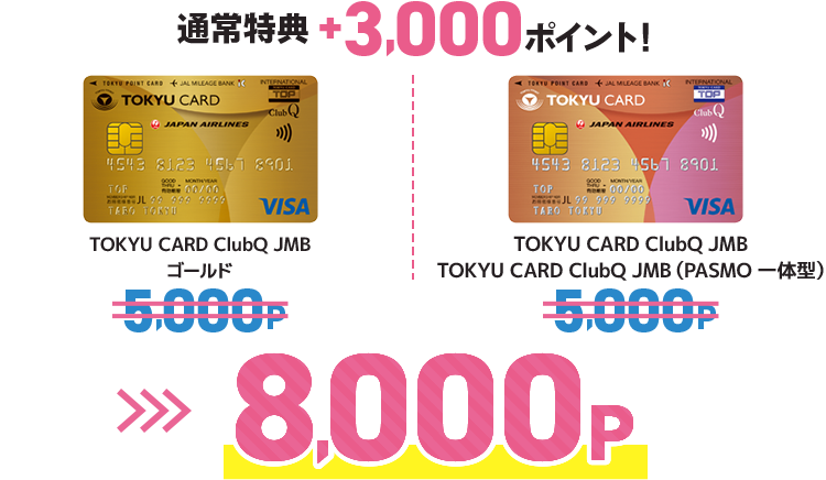 TOKYU CARD ClubQ JMBゴールド 5000P TOKYU CARD ClubQ JMB 5000Pが8000P