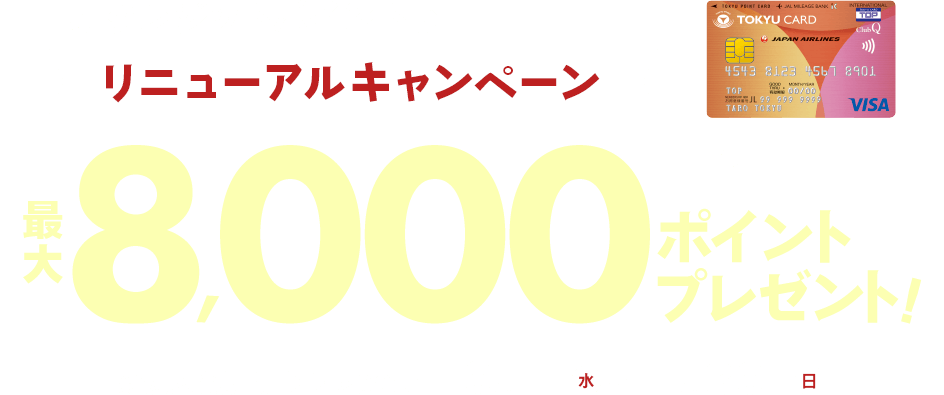 クレジットポイントリニューアルキャンペーン 最大8,000ポイントプレゼント！ 新規入会期間:2025年10月1日(水)～11月30日(日)
