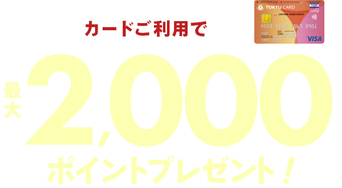 カードご利用で最大2,000ポイントプレゼント！