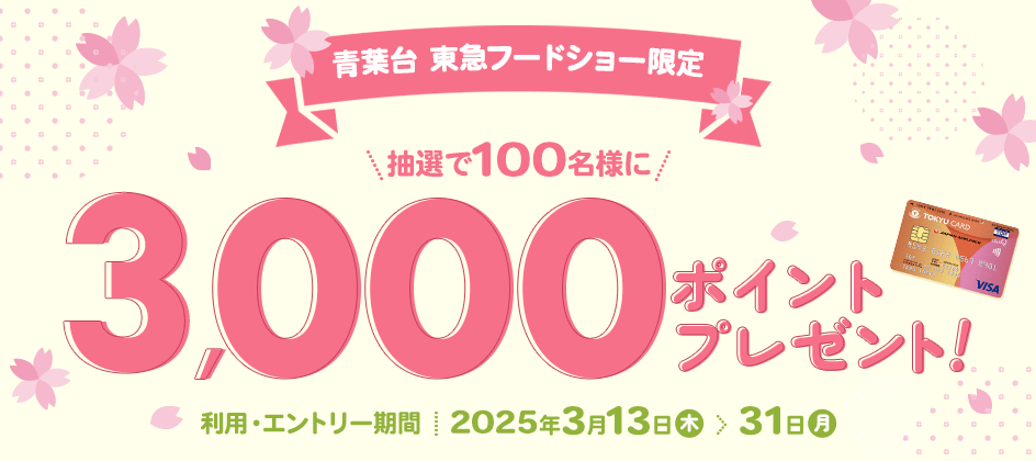 【青葉台 東急フードショー限定】3,000ポイントプレゼントキャンペーン