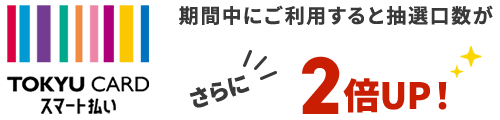 期間中に分割払い(3回以上)またはリボ払いを計1万円以上利用すると抽選口数がさらに10倍UP！