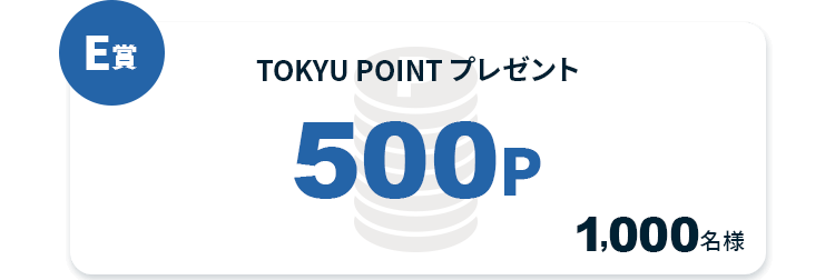 E賞 TOKYU POINT プレゼント500P 1,000名様