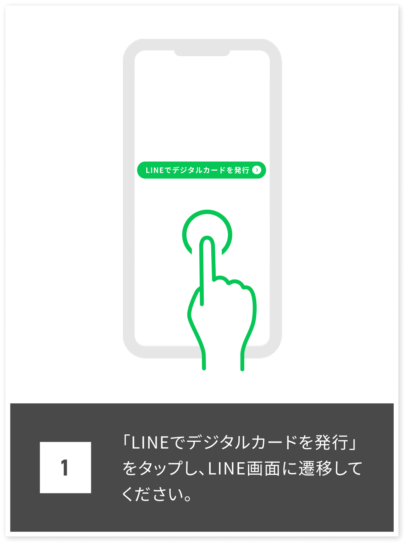1 「LINEでデジタルカードを発行」をタップし、LINE画面に遷移してください。