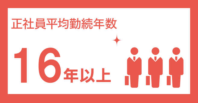 正社員平均勤続年数 15年以上