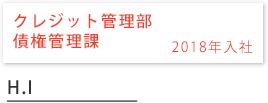 クレジット管理部 債権管理課 2018年入社 H.I