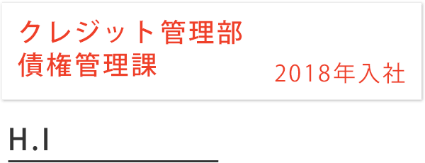 クレジット管理部 債権管理課 2018年入社 H.I